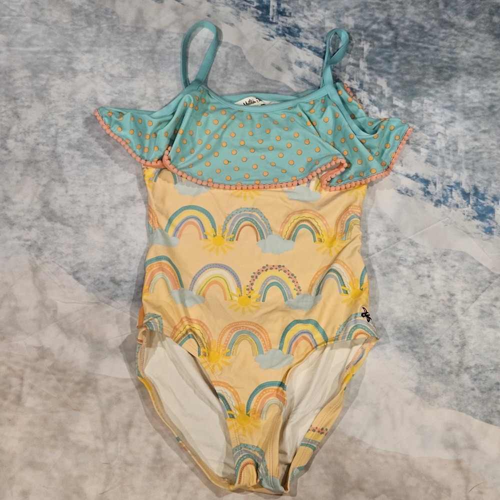 Matilda Jane Rainbow Groove Girls One Piece Swimsuit Size 10 Rainbow Print‎
